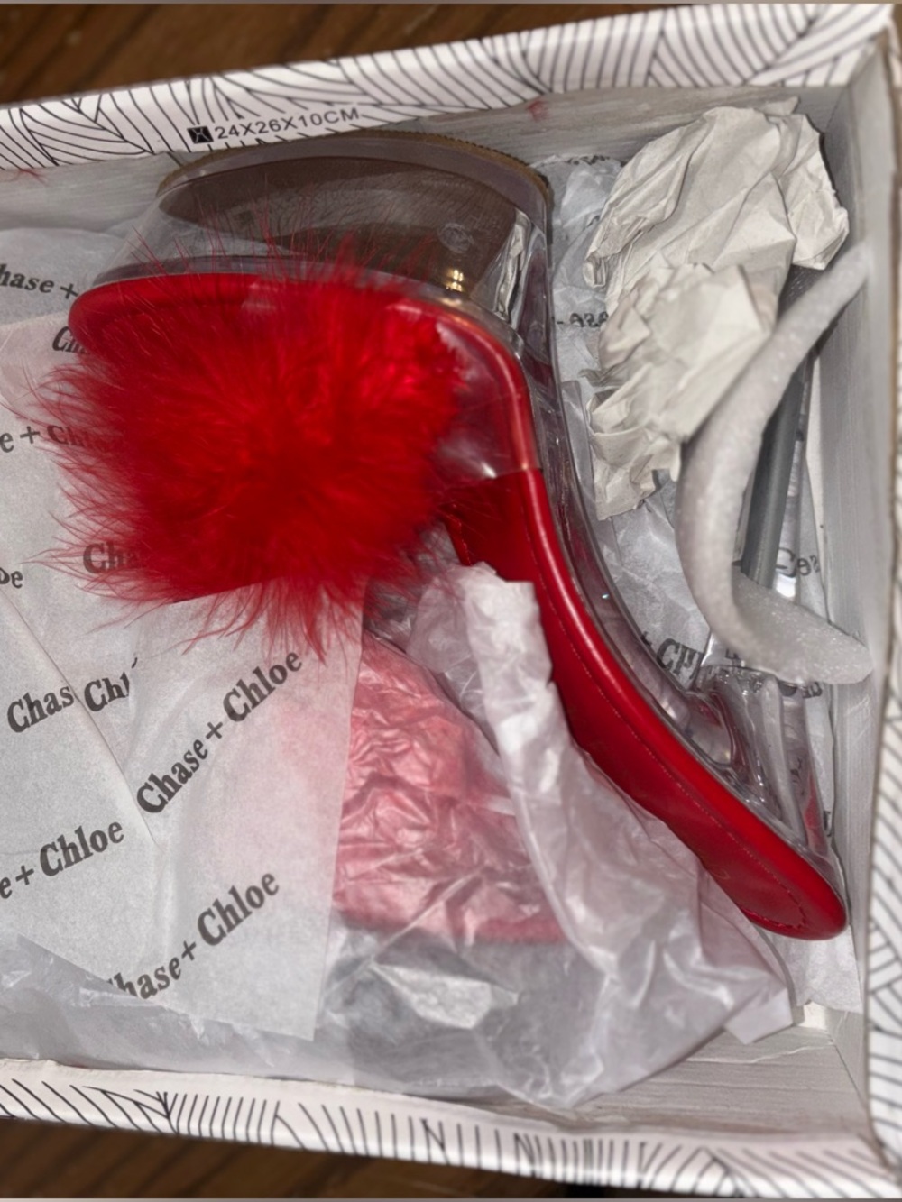 Chase + Chloe high heel feather slipper shoes - Picture 2 of 7